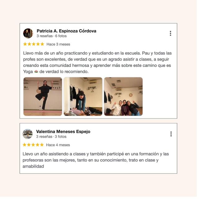 Reseña de Google de alumna de Boticaria Yoga